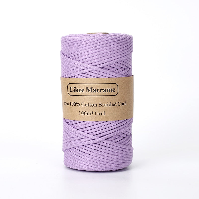 Corde macramé 3mm tressée 100m couleur violet