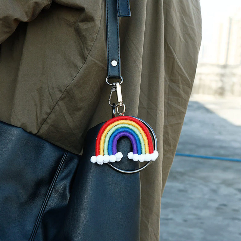 Porte-clés Macramé Arc-en-ciel Tissé à La Main - Déco Bohème Pour Sac, Voiture, Clés | Coton, Gland, Fait Main - 9