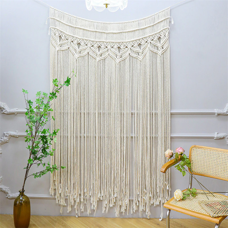 Craquez pour un rideau de porte en macramé fait à la main en corde de coton